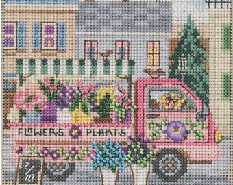 Flower Truck Cross Stitch Kit Mill Hill 2026 Buttons & Beads Spring MH142614