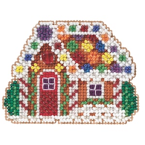 Gingerbread Cottage Beaded Counted Cross Stitch Christmas Ornament Kit Mill Hill 2015 Winter Holiday MH185305
