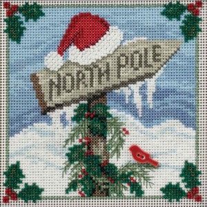 North Pole Cross Stitch Kit Mill Hill 2016 Buttons & Beads Winter MH141632
