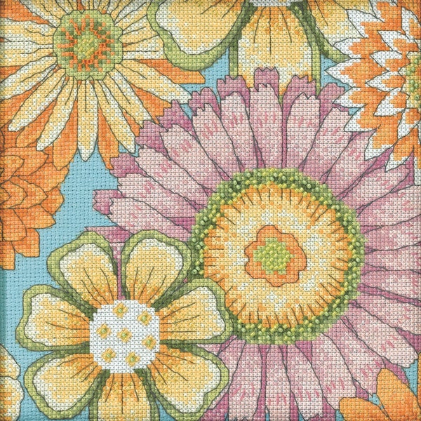 Floral Blue One 1 Cross Stitch Kit Mill Hill 2022 Debbie Mumm Floral Fantasy