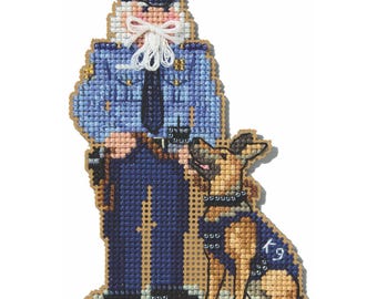 Police Officer Santa Cross Stitch Kit Mill Hill 2025 First Responder Santas Ornament MH202531