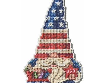 Patriotic Gnome Cross Stitch Kit Mill Hill 2025 Jim Shore JS202514