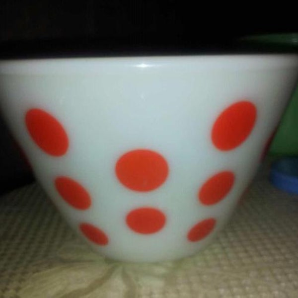 Mint Vintage Fire King Red Dot 9.5" Mixing Bowl
