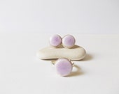 Ceramic jewelry set // Porcelain earrings & ring // Pink mood // Jewelry set // Girls gift // Pink gift