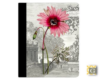 Vintage Pink Flower iPad Case, iPad Pro Case, iPad Air Case, iPad Mini Case, Leather iPad Case