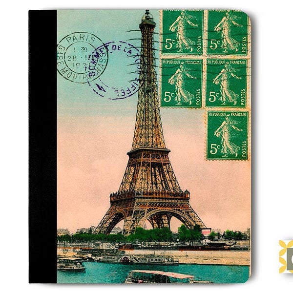 Eiffel Postcard Vintage iPad Case, iPad Pro Case, iPad Air Case, iPad Mini Case, Leather iPad Case