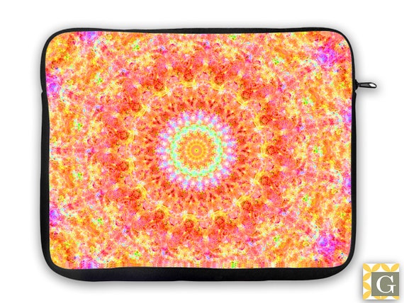 Orange Tie Dye Mandala Design iPad Case, Laptop Bag, Laptop Sleeve