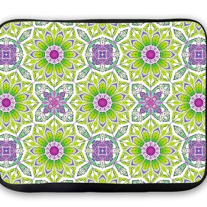 Cute Green & Purple iPad Case, Laptop Bag, Laptop Sleeve, Laptop Case, iPad Sleeve, MacBook Case, Tablet Case, Sleeve - Green Flowers