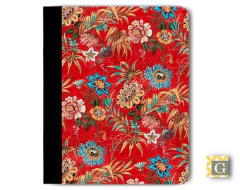 Antique Floral Red iPad Case, iPad Pro Case, iPad Air Case, iPad Mini Case, Leather iPad Case