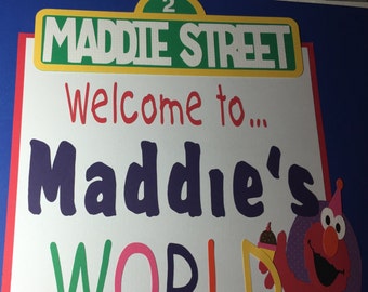 XL - 14" - Sesame Street Custom Birthday Sign or Centerpiece with Elmo