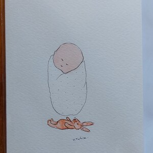 Die neue Baby Karte von Mädchen original signiert Aquarell Karte innen