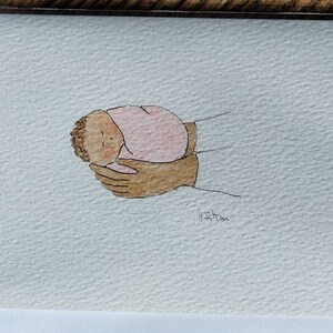 Carte bébé fille originale signée OOAK aquarelle carte vierge à l'intérieur de la carte