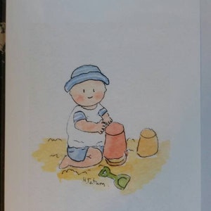Carte de baby shower faite à la main et imprimée à partir de mon blanc original aquarelle à l'intérieur