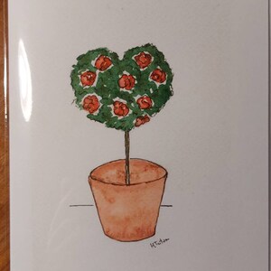 Biglietto a forma di albero a forma di cuore, fatto a mano e stampato con il mio acquerello originale, vuoto all'interno.