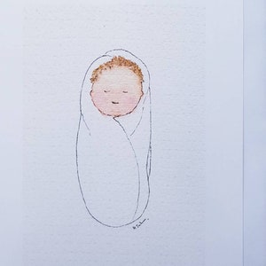 Nouvelle carte de bébé neutre en matière de genre faite à la main et imprimée à partir de ma carte intérieure vierge aquarelle originale