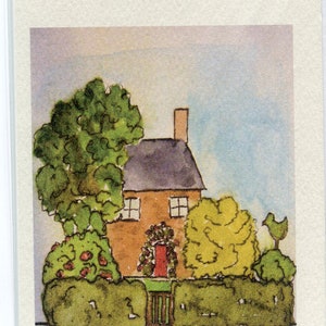 Huiskaart, handgemaakt en gedrukt met mijn originele aquarel. Blanco kaart aan de binnenkant.