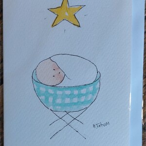 An original signed watercolour, OOAK card. Blank inside.