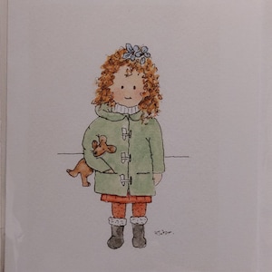Kaart voor kleine meisjes, handgemaakt en gedrukt vanaf mijn originele aquarel blanco kaart aan de binnenkant