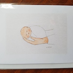 Carte de baby shower neutre faite à la main et imprimée à partir de mon blanc original aquarelle à l'intérieur