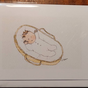 Cartes de naissance neutres faites à la main et imprimées à partir de ma carte intérieure vierge aquarelle originale