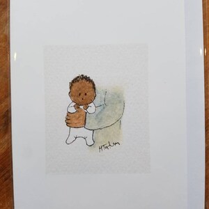 Carte de naissance, neutre, faite main et imprimée à partir de ma carte intérieure vierge aquarelle originale