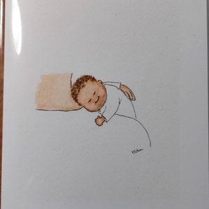Carte pour nouveau-né vierge à l'intérieur de la carte faite à la main et imprimée à partir de mon aquarelle originale.
