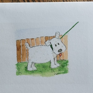 Hondenkaart een witte hondenkaart met blanco binnenkant, handgemaakt en bedrukt met mijn originele aquarel.