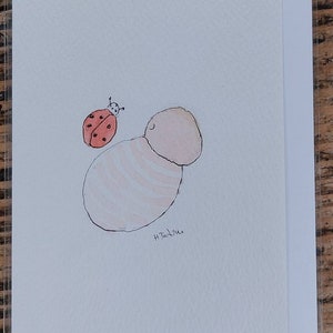 Carte originale de bébé fille aquarelle signée. Intérieur vierge pour carte faite main OOAK