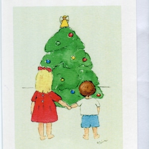 Árvore de Natal - Cartão de Natal feito à mão e impresso a partir do meu cartão original em branco em aquarela