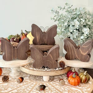 Autumn Inspired Wood Butterfly, Fall Season Tier Tray Decor. image 3
