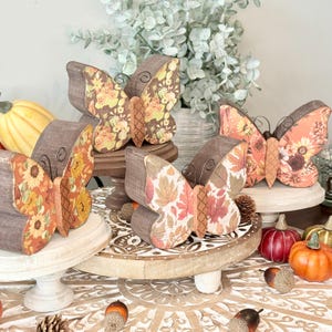 Autumn Inspired Wood Butterfly, Fall Season Tier Tray Decor. image 9