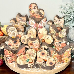 Autumn Inspired Wood Butterfly, Fall Season Tier Tray Decor. image 2