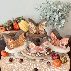 Autumn Inspired Wood Butterfly, Fall Season Tier Tray Decor. image 11