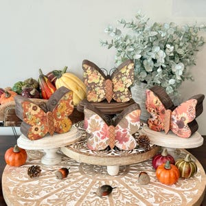 Autumn Inspired Wood Butterfly, Fall Season Tier Tray Decor. image 10