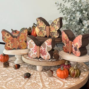 Autumn Inspired Wood Butterfly, Fall Season Tier Tray Decor. image 8