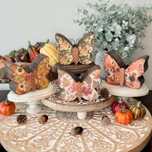 Autumn Inspired Wood Butterfly, Fall Season Tier Tray Decor. image 13