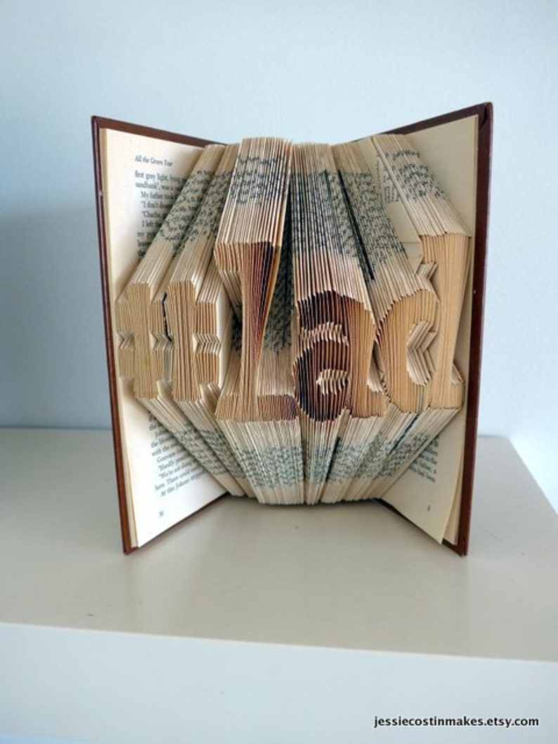 Up to 4 letters Folded Book Art Custom Word, Name or Date Personalised image 3