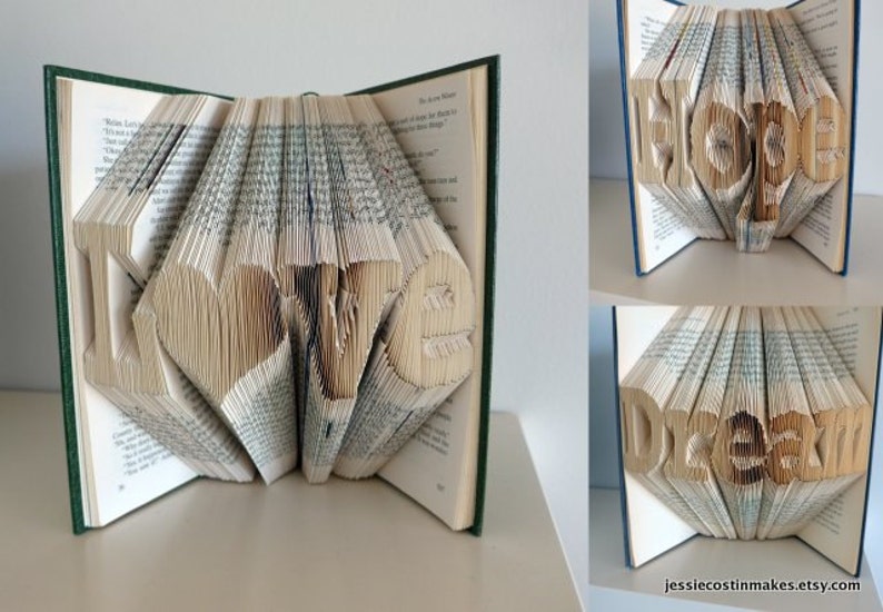 Up to 4 letters Folded Book Art Custom Word, Name or Date Personalised image 2