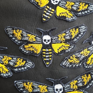 Death&#39;s Head Moth Patch - Skull Goth Witchcraft Embroidered Patches - Silence of the Lambs