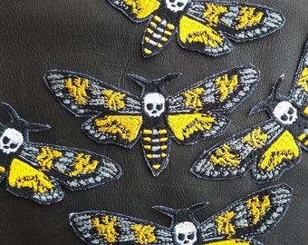 Death's Head Moth Patch - Skull Goth Witchcraft Embroidered Patches - Silence of the Lambs