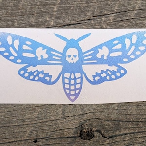 Death&#39;s Head Moth Iridescent Vinyl Sticker - Silence of the Lambs Inspired Holographic Decal - Witchy Tumbler Laptop Decor