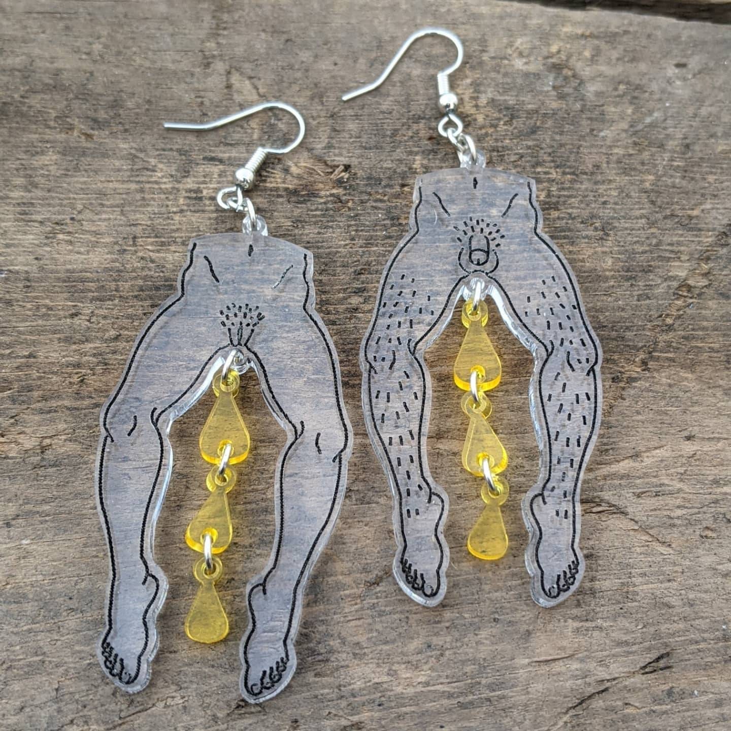 Golden Shower Acrylic Earrings Peepee Watersports BDSM