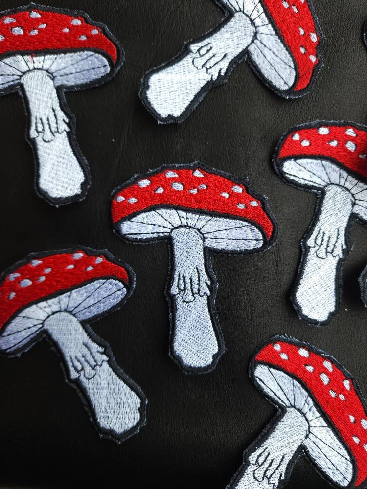 Mushroom Patch Hand Painted Denim Patches Amanita Cottagecore Patch CUSTOM  