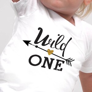 Wild One Birthday T-Shirt 1st Birthday Shirt  First Birthday Bodysuit 1 Year Old Birthday T shirt Cute 1st Bday Gold Glitter