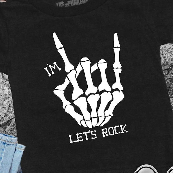2nd Birthday Shirt I’m Two Let’s Rock Birthday T-Shirt Custom Bone Hand Shirt 2nd Birthday Shirt Second Birthday Skeleton 2nd Birthday Shirt