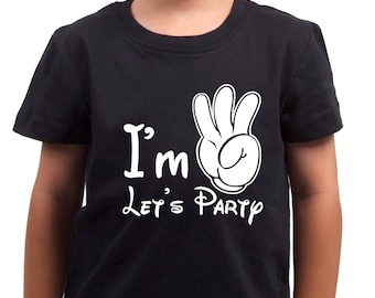 3rd Birthday T-Shirt I’m Three Let’s Party Personalized Mouse Hand Birthday Shirt Custom Third B-Day Tee