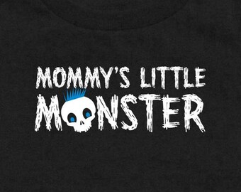 Mommy's Little Monster Boy's T-Shirt Punk Rock Spike Hair Skull Design