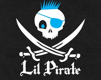 Linda camiseta pirata Little Pirate Boy Shirt Jolly Roger Skull Cross Swords Style Tee Black Pirate Shirt Punk Pirate Skull Camiseta