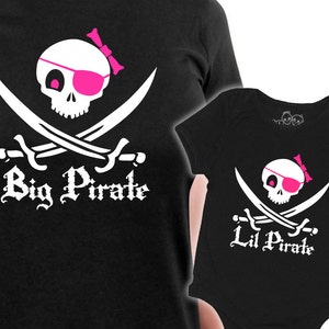 Matching Pirate Mother/Daughter t-shirt  - Jolly Roger Skull & Swords