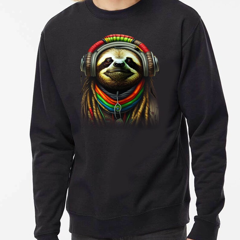 Sloth Crew Fleece Funny Sloth T-Shirt Rasta Sloth Hoodie Sweatshirt Dreadlocks Rasta Sloth Bodysuit Sloth Fleece Sweater